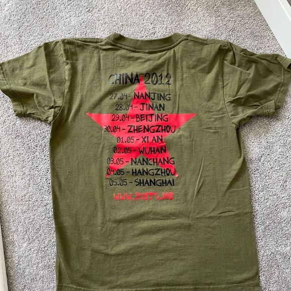 Riots band t- shirt. China tour back print. Medium, olive green - Picture 2 of 2